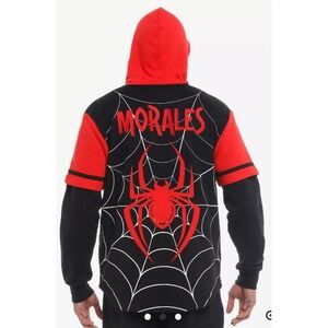 Spiderman Hot Topic Hoodie Mens Size M Miles Morales Button Shacket Marvel New